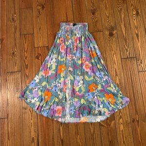 Rachel Zoe A-Line Skirt in Floral Blue and Orange